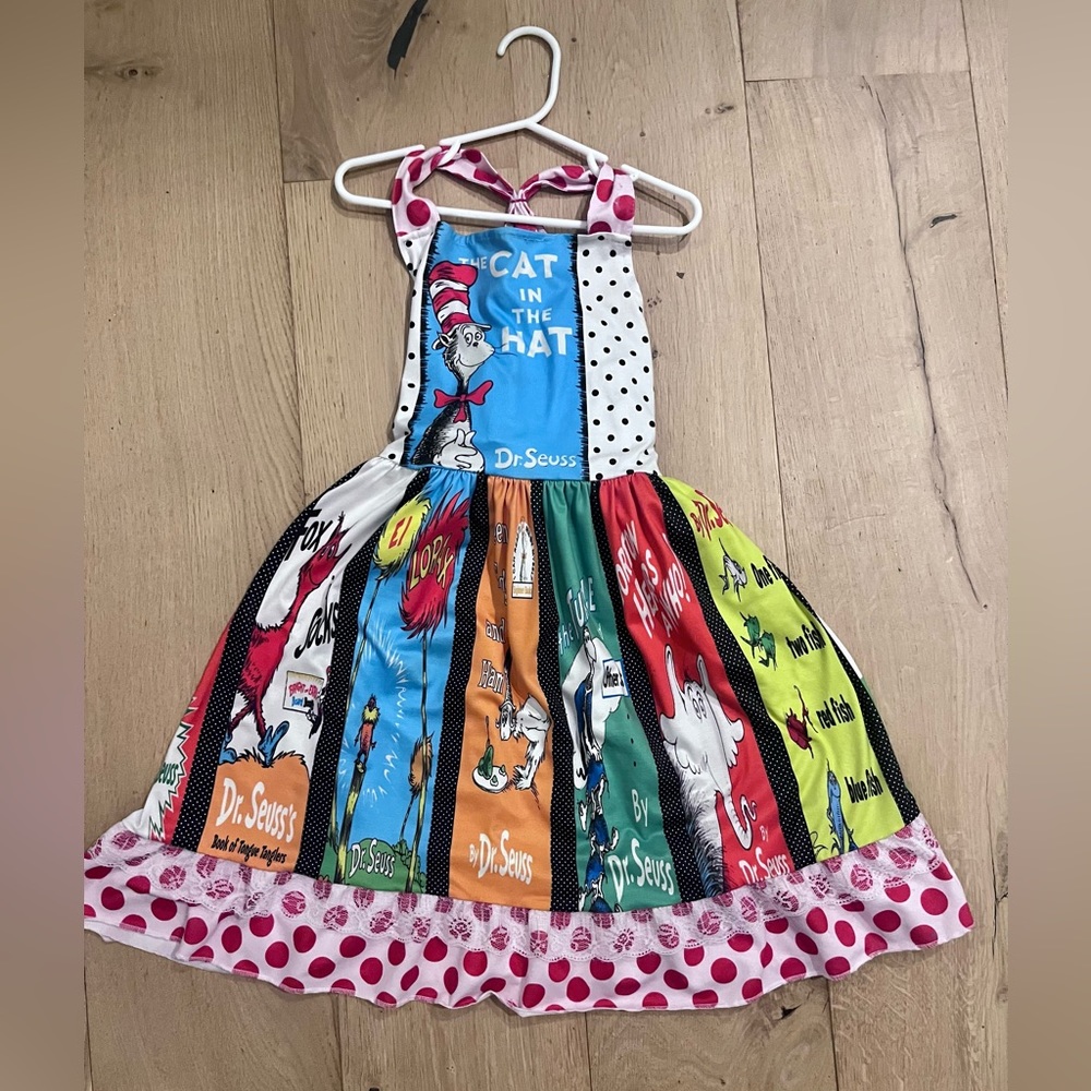Dr Seuss Girls dress- handmade